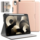 JETech Case for iPad Air 11-Inch M3/M2 (2025/2024), iPad Air 5/4 (10.9-Inch, 2022/2020 Model, 5th/4th), PU Leather Business Folio Protective Tablet Cover Pocket, Multi-Angle Viewing (Rose Gold)